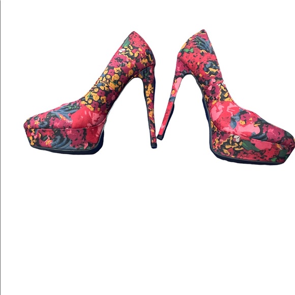 👠 Gorgeous platform heels with a colourful floral pattern size 7.5 - Picture 4 of 8